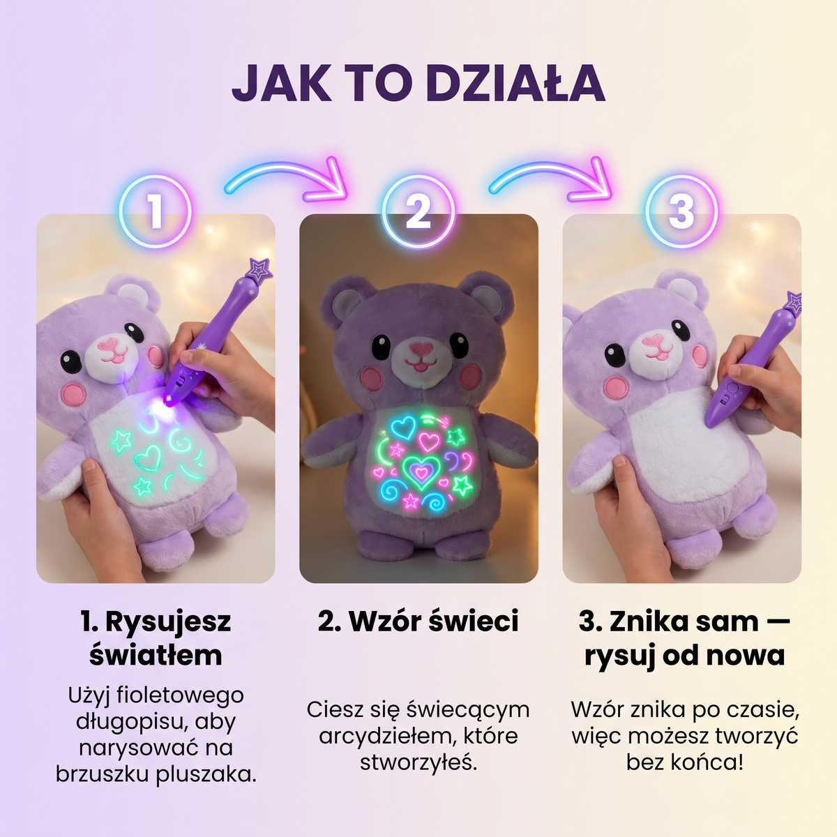 Świecący pluszak, który pomaga oderwać dziecko od telefonu i zająć je kreatywną zabawą