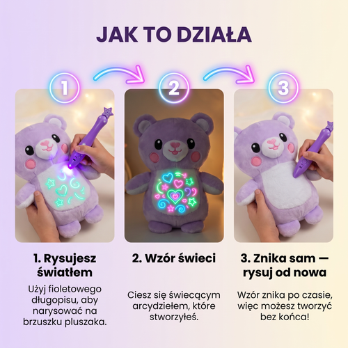 Świecący pluszak, który pomaga oderwać dziecko od telefonu i zająć je kreatywną zabawą